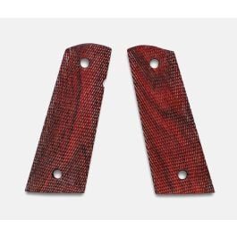 Fusion Firearms 1911 Full Size Grips, Red Cocobolo, Checkered, Mag-Well Bottom
