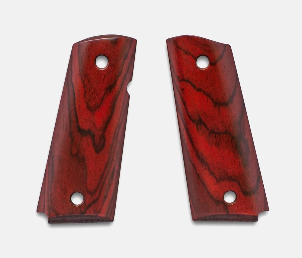 Fusion Firearms 1911 Officer Grips, Red Cocobolo, Smooth, Beveled Bottom