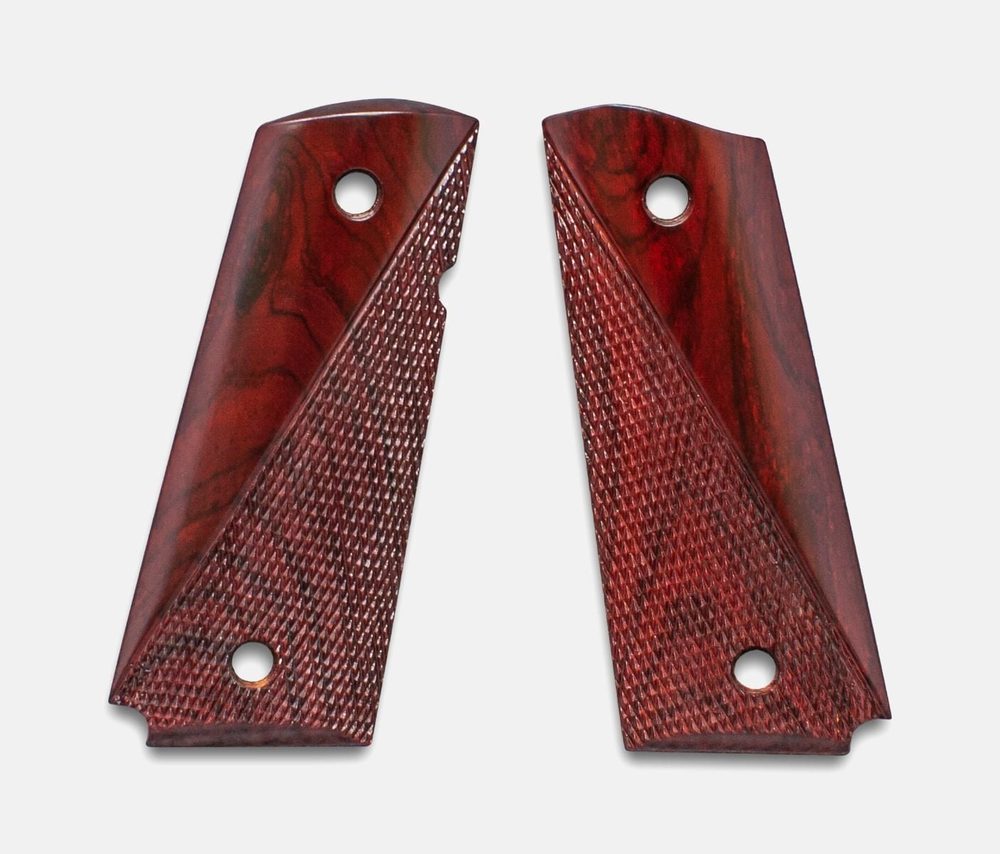 Fusion Firearms 1911 Officer Grips, Red Cocobolo, Ranger Cut, Beveled Bottom