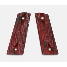 Fusion Firearms 1911 Full Size Grips, Red Cocobolo, Double Diamond Checkered, Mag-Well Bottom