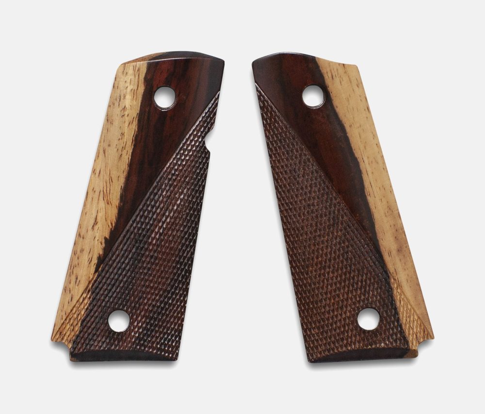 Fusion Firearms 1911 Officer Size Grips, 2-Tone Cocobolo, Ranger Cut, Beveled Bottom